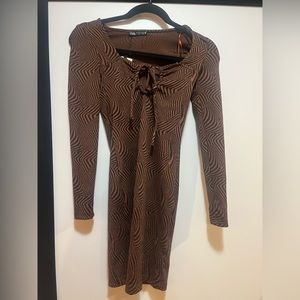 ZARA Brown Abstract Mini Dress